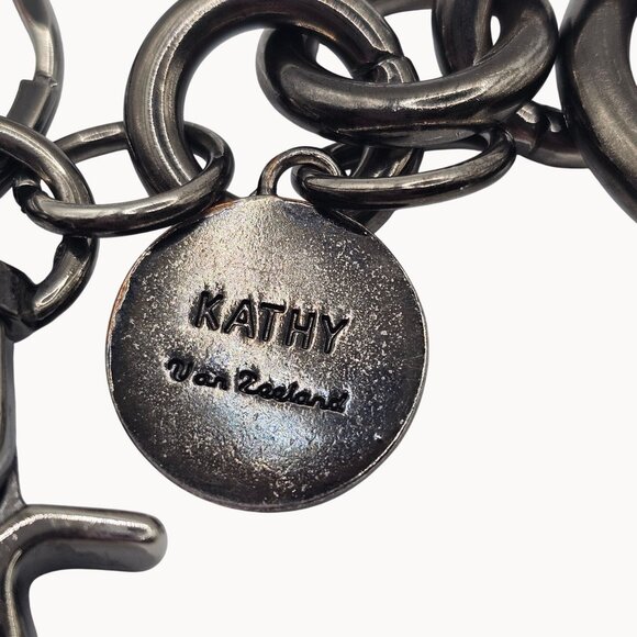 Kathy Van Zeeland Keychain Whimsy Gothic Punk Retro Bag Accessory Silver Tone - Picture 3 of 15